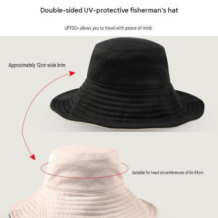 Blue and stripe Reversible UV Protection Bucket Hat - UPF 50+ Wide Brim Sun Hat, Packable Lightweight Outdoor Fishing Cap for Women Men Travel Beach Hiking