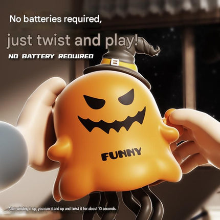 Pumpkin-inspired design Wind Up Dancing Toy - Halloween and Christmas ABS Plastic Twist Action Figure - Battery Free Spinning and Walking Motion for Party Favors and Holiday Decor