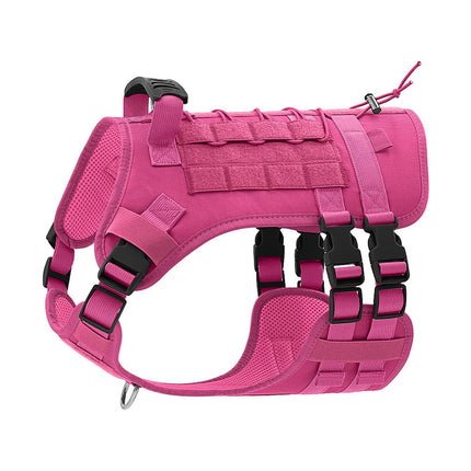 S size Red Tactical Dog Harness for Large Dogs - Oxford Fabric No Pull Vest , Reflective Strips and Adjustable Straps - Heavy Duty Outdoor Walking Gear for Medium to Large Breeds