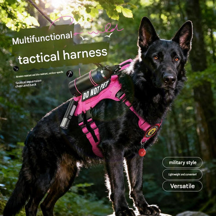 M size Black Tactical Dog Harness for Large Dogs - Oxford Fabric No Pull Vest , Reflective Strips and Adjustable Straps - Heavy Duty Outdoor Walking Gear for Medium to Large Breeds