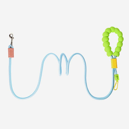 Green Blue Multi Functional Dog Leash with Foam Handle - 1.85m Nylon Hands Free Crossbody Lead with 360 Degree Swivel Clip - Adjustable Waist and Shoulder Walking Rope for Small Medium Large Dogs