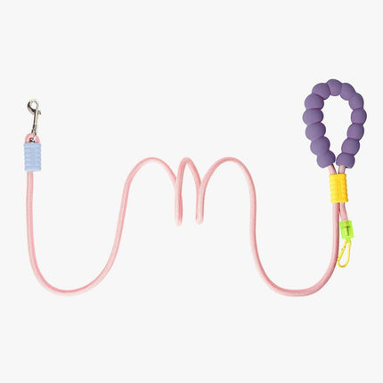 Purple Pink Multi Functional Dog Leash with Foam Handle - 1.85m Nylon Hands Free Crossbody Lead with 360 Degree Swivel Clip - Adjustable Waist and Shoulder Walking Rope for Small Medium Large Dogs