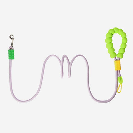 Green Purple Multi Functional Dog Leash with Foam Handle - 1.85m Nylon Hands Free Crossbody Lead with 360 Degree Swivel Clip - Adjustable Waist and Shoulder Walking Rope for Small Medium Large Dogs