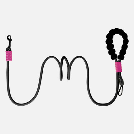 Black Multi Functional Dog Leash with Foam Handle - 1.85m Nylon Hands Free Crossbody Lead with 360 Degree Swivel Clip - Adjustable Waist and Shoulder Walking Rope for Small Medium Large Dogs