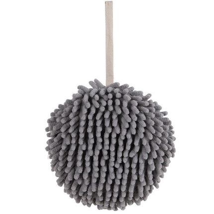 2 Pack Blue Hanging Hand Drying Ball, Chenille Towel with Sponge Core for Kitchen and Bathroom