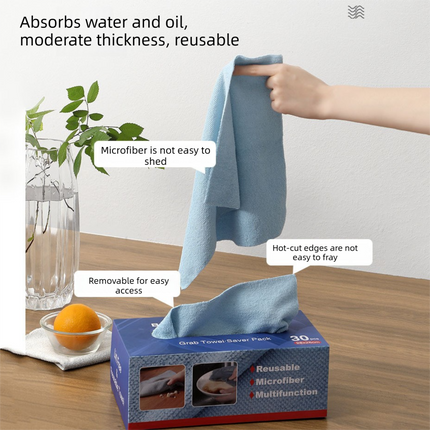 Pull-Out Microfiber Cleaning Cloths, 30 Pack 28 x 28 cm Disposable or Reusable Kitchen Towels, Pink