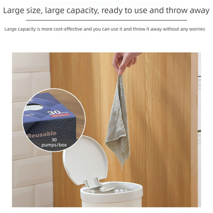 Pull-Out Microfiber Cleaning Cloths, 30 Pack 28 x 28 cm Disposable or Reusable Kitchen Towels, Brown