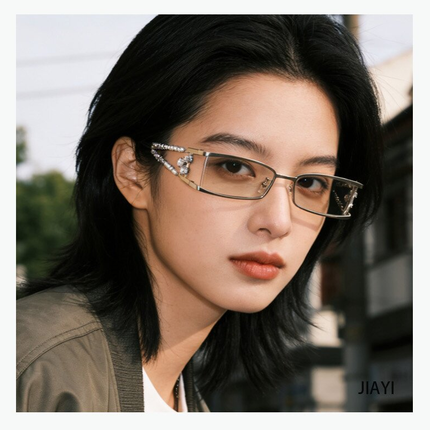 Women's Rectangle Sunglasses, Pearl Rhinestone Gold Metal Frame with Gradient Grey UV400 Lenses for Streetwear, Party, Outdoor