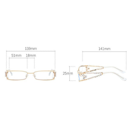 Women's Rectangle Sunglasses, Pearl Rhinestone Gold Metal Frame with Gradient Brown UV400 Lenses for Streetwear, Party, Outdoor