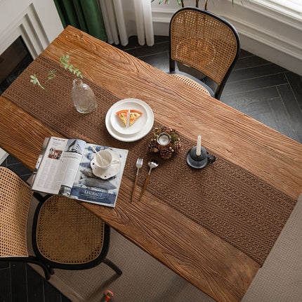 Khaki Woven Table Runner - 30 x 160 cm Natural Jute and Cotton Rope Table Decor with Tassel Ends for Dining Tables, Kitchens and Seasonal Styling