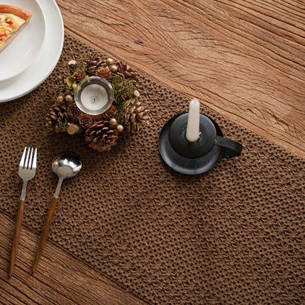 Khaki Woven Table Runner - 30 x 160 cm Natural Jute and Cotton Rope Table Decor with Tassel Ends for Dining Tables, Kitchens and Seasonal Styling