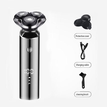 Electric Rotary Shaver for Men - Basic Set, USB Rechargeable Digital Display Beard Shaver with Protective Cover, Charging Cable and Cleaning Brush