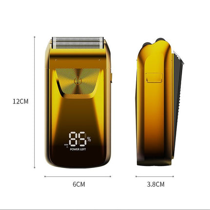 Men's Reciprocating Foil Shaver Upgraded Set (Gold)- USB Rechargeable Dual Foil Electric Razor with Digital Battery Display, Pop-Up Trimmer and Replacement Cutters