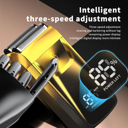 Men's Reciprocating Foil Shaver Basic Set (Silver) - USB Rechargeable Dual Foil Electric Razor with Digital Battery Display and Pop-Up Trimmer for Beard, Head and Travel Grooming