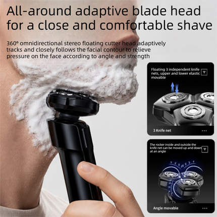 Men's 3-Head Electric Rotary Shaver Premium Set - Type-C Rechargeable LCD Grooming Kit for Daily Beard Care, Facial Grooming, Home, Bathroom and Travel Use