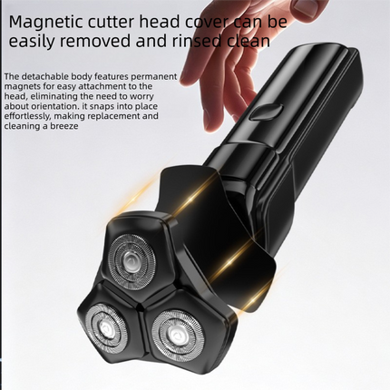 Men's 3-Head Electric Rotary Shaver Premium Set - Type-C Rechargeable LCD Grooming Kit for Daily Beard Care, Facial Grooming, Home, Bathroom and Travel Use