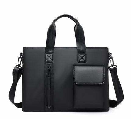 Black Men's Laptop Bag - Large Capacity Multi-Compartment Shoulder and Hand Carry Computer Bag for Office, University, Commuting and Business Travel