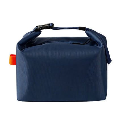 Navy Blue Foldable Insulated Lunch Bag - Waterproof Oxford Cloth Lunch Tote with Thickened Aluminium Foil Lining for Work, Office, Meal Prep and Daily Food Carry