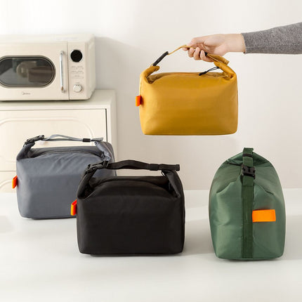 Yellow Foldable Insulated Lunch Bag - Waterproof Oxford Cloth Lunch Tote with Thickened Aluminium Foil Lining for Work, Office, Meal Prep and Daily Food Carry