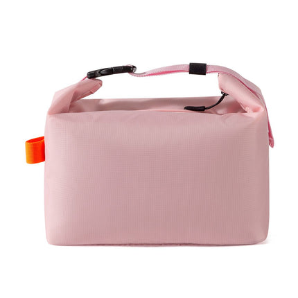 Pink Foldable Insulated Lunch Bag - Waterproof Oxford Cloth Lunch Tote with Thickened Aluminium Foil Lining for Work, Office, Meal Prep and Daily Food Carry