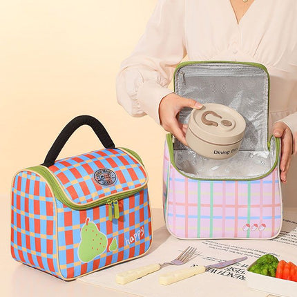 Blue Insulated Lunch Bag - Portable Lunch Tote with Thickened Aluminium Foil Lining for Office Workers, Students, School Meals and Daily Food Carry