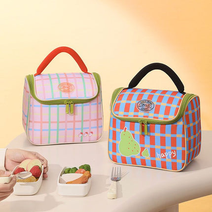 Blue Insulated Lunch Bag - Portable Lunch Tote with Thickened Aluminium Foil Lining for Office Workers, Students, School Meals and Daily Food Carry