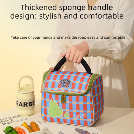 Blue Insulated Lunch Bag - Portable Lunch Tote with Thickened Aluminium Foil Lining for Office Workers, Students, School Meals and Daily Food Carry