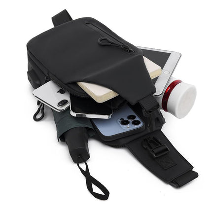 Gray Men's Sling Chest Bag - Lightweight Large Capacity Crossbody Shoulder Bag with Adjustable Strap for Commuting, Travel, Outdoor and Daily Casual Use