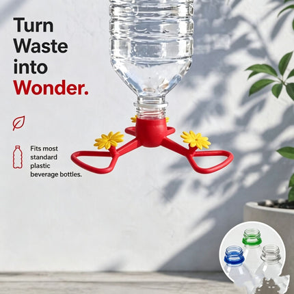3 Pack Red Outdoor Bird Water Feeder Attachment with 3 Water Outlets, Detachable Garden Bird Drinking Station, Reusable Bottle Connector for Backyard Patio Garden Bird Care