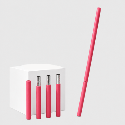 150cm Yoga Stretch Stick (Red)- Detachable 4 Section Foam Covered Steel Rod for Yoga Pilates Training Shoulder Opening Stretching and Home Fitness Workouts