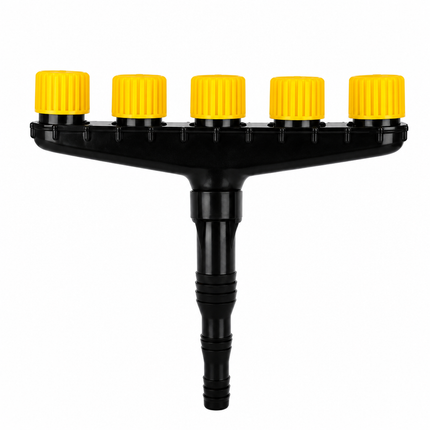 5-Head Adjustable Garden Spray Nozzle - Wide-Area Watering and Mist Sprayer with Stepped Hose Connector for Gardens, Lawns, Orchards and Irrigation