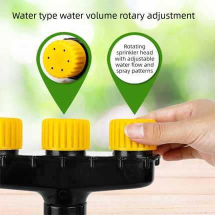 5-Head Adjustable Garden Spray Nozzle - Wide-Area Watering and Mist Sprayer with Stepped Hose Connector for Gardens, Lawns, Orchards and Irrigation