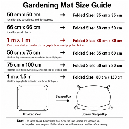 Green Waterproof Garden Repotting Mat - 100 x 100 cm Foldable Potting and Transplanting Work Mat with Snap Corners for Indoor Plants, Soil Mixing and Easy Clean-Up