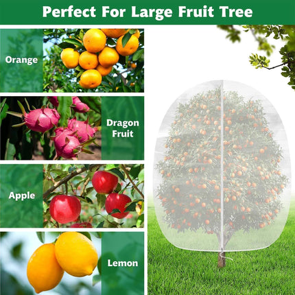 Fruit Tree Netting Cover with Zipper (250x300cm)- Plastic Mesh Bird and Insect Protection for Citrus, Blueberries, Vegetables, Garden Harvest Saver