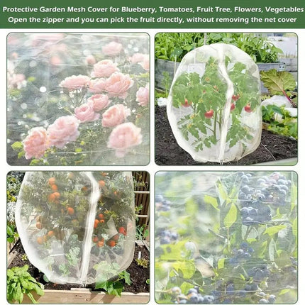 Fruit Tree Netting Cover with Zipper (100x150cm)- Plastic Mesh Bird and Insect Protection for Citrus, Blueberries, Vegetables, Garden Harvest Saver