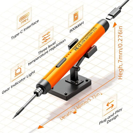 Red Portable Cordless Soldering Iron Kit with 3 Soldering Tips 5V 8W - 3 Temperature Settings, Fast Heating Mini Tool for Circuit Board Repair, Electronics Soldering, Wiring and DIY Use