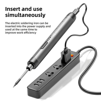 Black Portable Cordless Soldering Iron Kit with 3 Soldering Tips 5V 8W - 3 Temperature Settings, Fast Heating Mini Tool for Circuit Board Repair, Electronics Soldering, Wiring and DIY Use