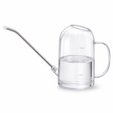 2L Transparent Long Spout Watering Can with Shower Head - Clear Plastic Indoor Plant Waterer for Succulents, Balcony Garden, Precise Watering Tool