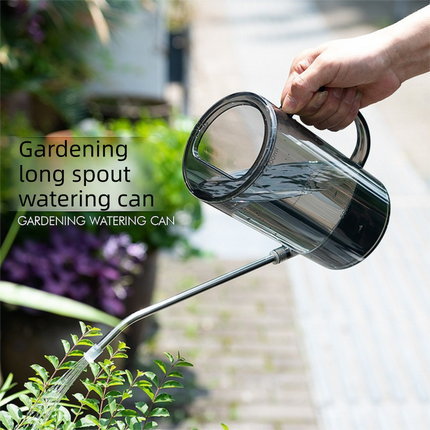1.5L Green Long Spout Watering Can with Shower Head - Clear Plastic Indoor Plant Waterer for Succulents, Balcony Garden, Precise Watering Tool