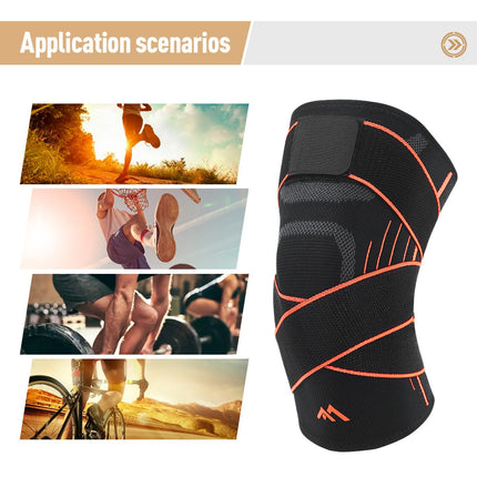 Adjustable Knee Brace 1PC L Size - Breathable Compression Knee Support with Wrap Strap for Running, Hiking, Cycling, Badminton and Gym Training