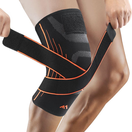 Adjustable Knee Brace 1PC L Size - Breathable Compression Knee Support with Wrap Strap for Running, Hiking, Cycling, Badminton and Gym Training