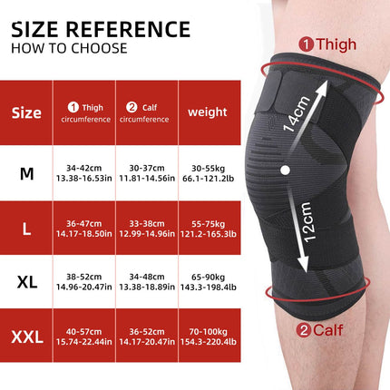 Adjustable Knee Brace Pair 2PCS XL Size - Breathable Compression Knee Supports with Wrap Straps for Running, Hiking, Cycling, Badminton and Gym Training