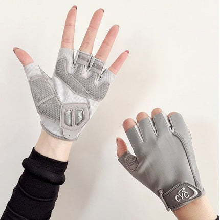 Gray Lightweight Cycling & Workout Gloves with Liquid Silicone Grip, Half Finger Fitness Gloves for Weightlifting, Gym Training, Cycling and Bar Exercises L Size
