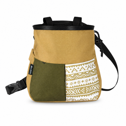 Khaki Small Rock Climbing Chalk Bag with Wide Opening, Quick Access Magnesium Powder Pouch for Bouldering, Climbing and Outdoor Training