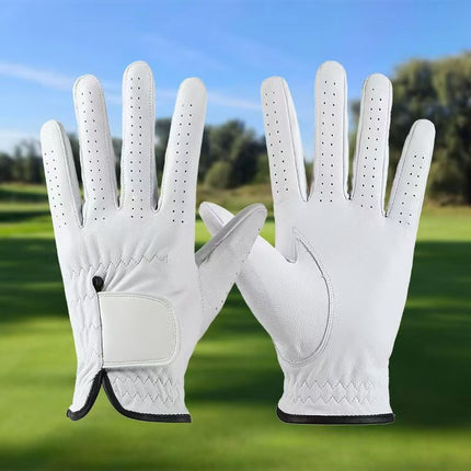White Left Hand Golf Glove XL Size - Breathable Anti-Slip Golf Glove with Adjustable Wrist Strap for Golf Training and Outdoor Games