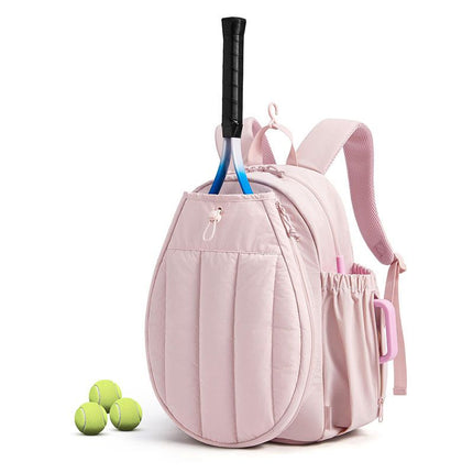 Pink Tennis Backpack with Shoe Compartment - Pickleball & Badminton Racket Bag, Padded Sports Backpack with Multiple Pockets for Outdoor Training and Travel