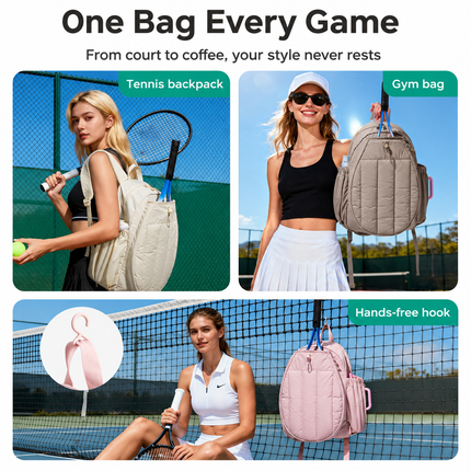 Pink Tennis Backpack with Shoe Compartment - Pickleball & Badminton Racket Bag, Padded Sports Backpack with Multiple Pockets for Outdoor Training and Travel