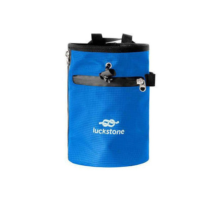 Climbing Chalk Bag - Blue Chalk Pouch with Adjustable Waist Belt, Storage Pocket and Fleece Lining for Rock Climbing, Bouldering, Weightlifting and Gym Training