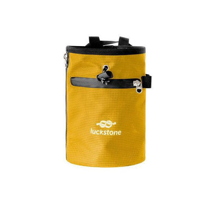 Climbing Chalk Bag - Yellow Chalk Pouch with Adjustable Waist Belt, Storage Pocket and Fleece Lining for Rock Climbing, Bouldering, Weightlifting and Gym Training