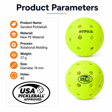 Pickleball Balls 6 Pack - Outdoor Pickleball Balls with 40 Holes, PE Material Tournament Style Pickle Balls for Stable Flight, Consistent Bounce and Training Games